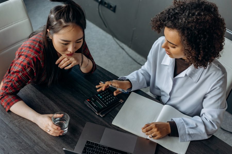 women working at desk
