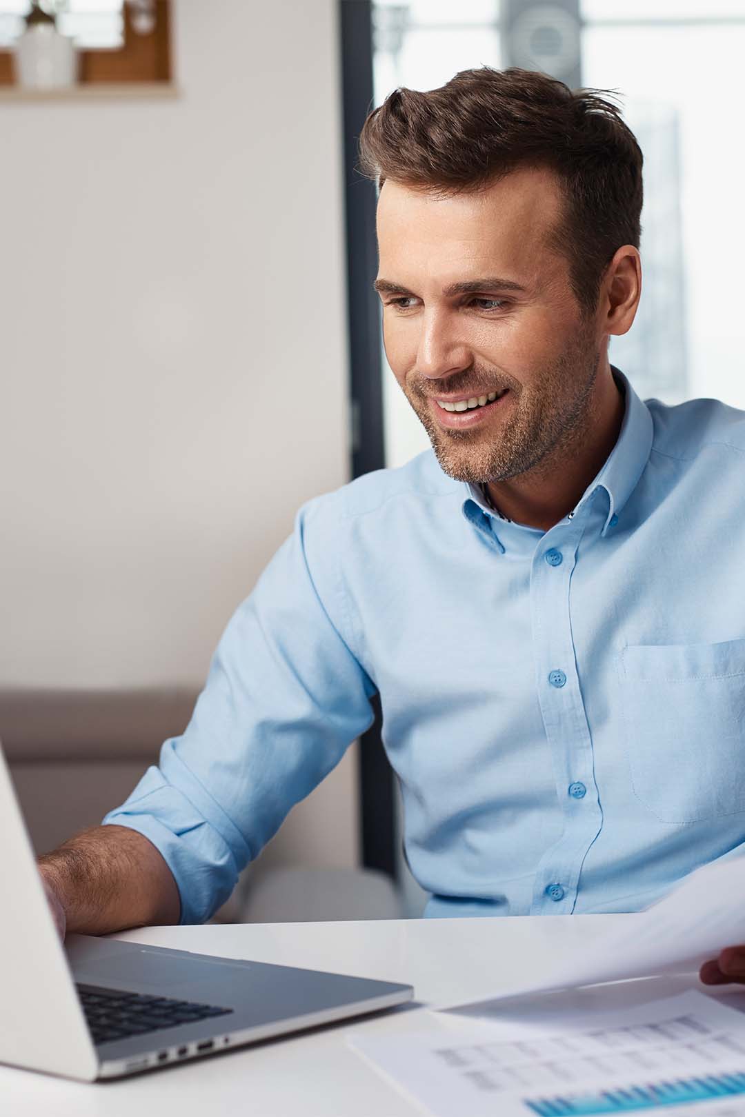 man working on computer