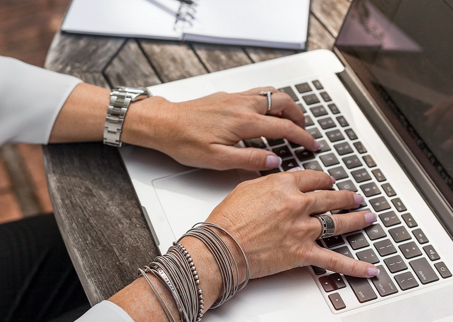 woman working on laptop