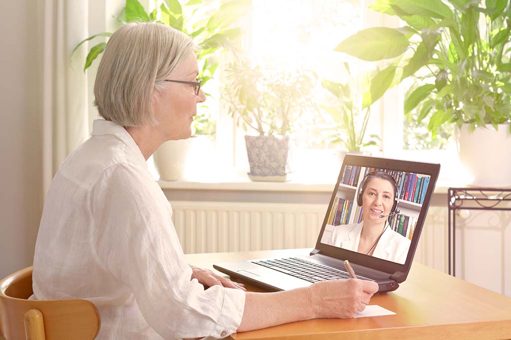 Telehealth meeting with patient and clinician