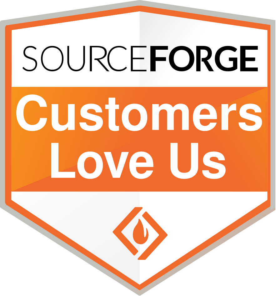 orange and white SourceForge Customers Love US Badge