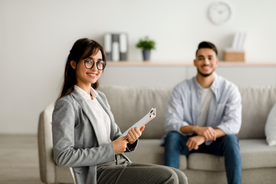 clinician works with first patient after opening a new practice